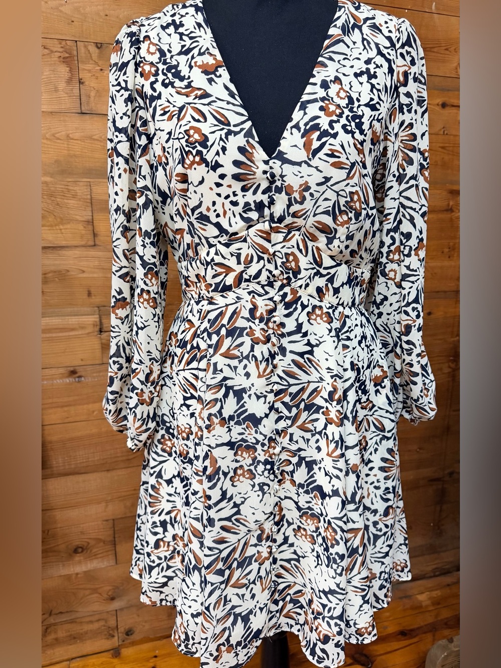 Floral Print Dress‎ with Long Sleeves